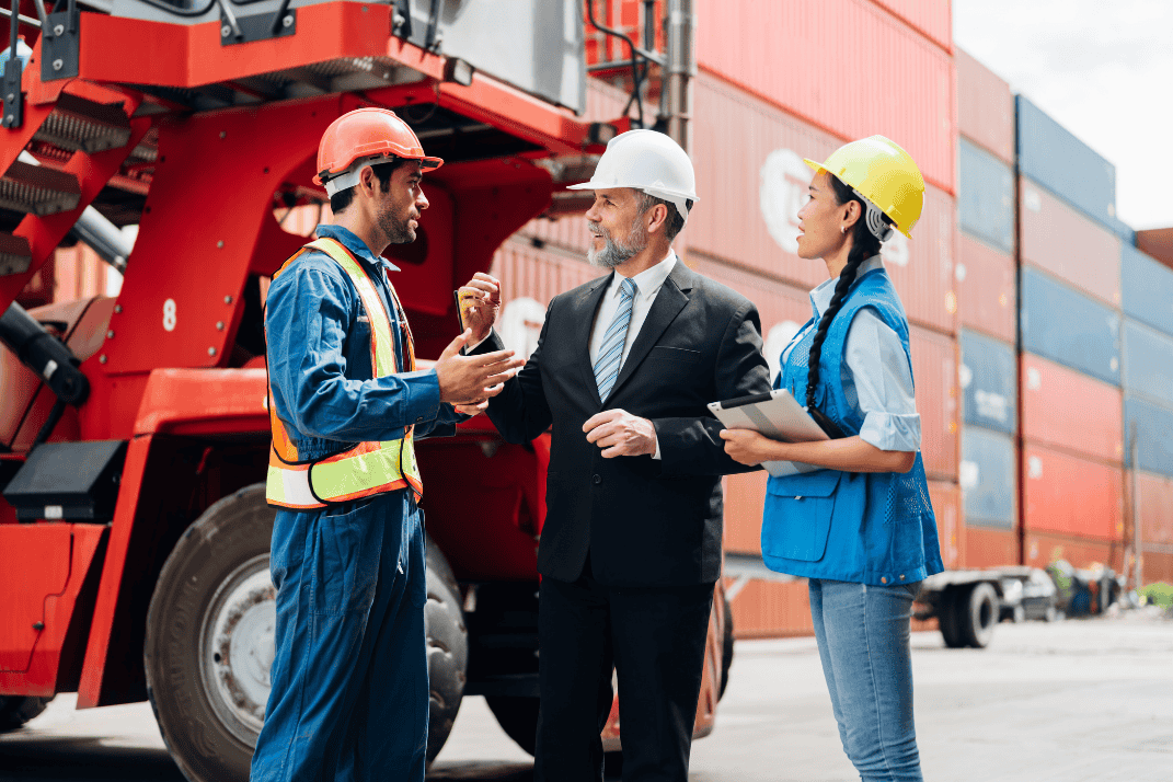 warehouse engineers on logistical sight